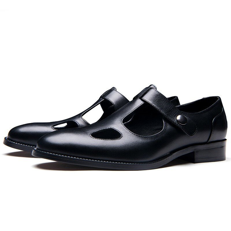 Sandálias masculinas de couro confortáveis, sapatos confortáveis de gladiador genuíno, ponta fina, respirável para caminhada, verão, novo, 2021