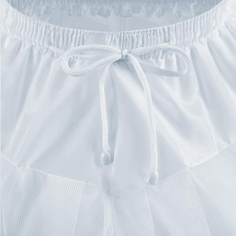 Flower Girls Petticoat com 2 Hoops, Underskirt elástica, Crinolina infantil, Deslizamento completo