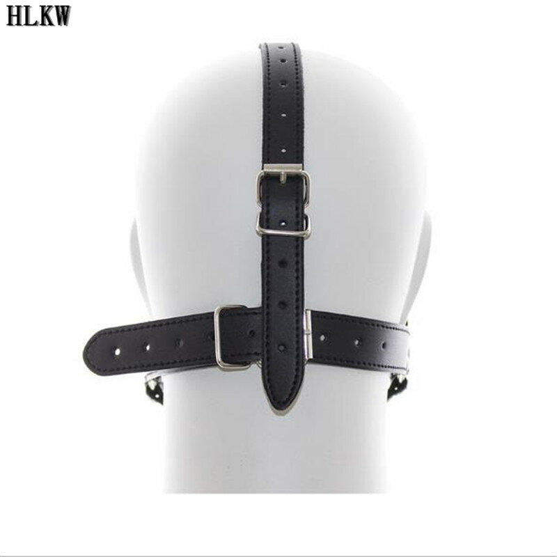 Genuine Leather Head Harness Mouth Mask With Hole Mouth Gag Fetish Salve BDSM Bondage Restraint Adult Games Sex Toys For Couples