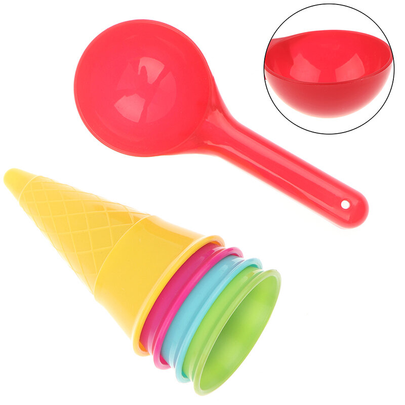 Ensembles de boules à cône de crème glacée pour enfants, jouets de plage mignons, jouet de sable pour enfants, ensemble de jeu d'été, cadeau de jeu Montessori, 5 pièces par lot