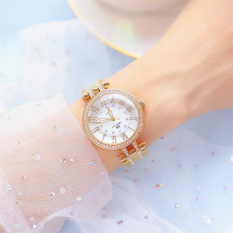 BS New Full Diamond Women's Watch Crystal Ladies Bracelet Wrist Watches  Clock relojes Quartz ladies watches for women 158835