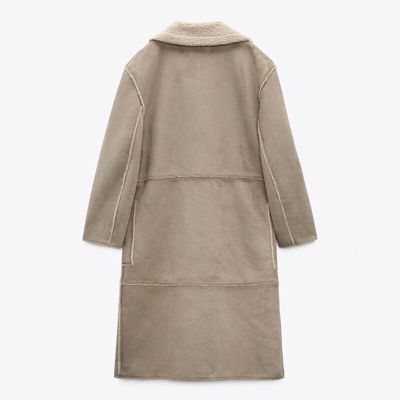 Abrigo de piel de cordero para mujer, Parka de manga larga de ante cálido, chaqueta gruesa de cuero de imitación de Cachemira, prendas de vestir exteriores, novedad de invierno, 2022