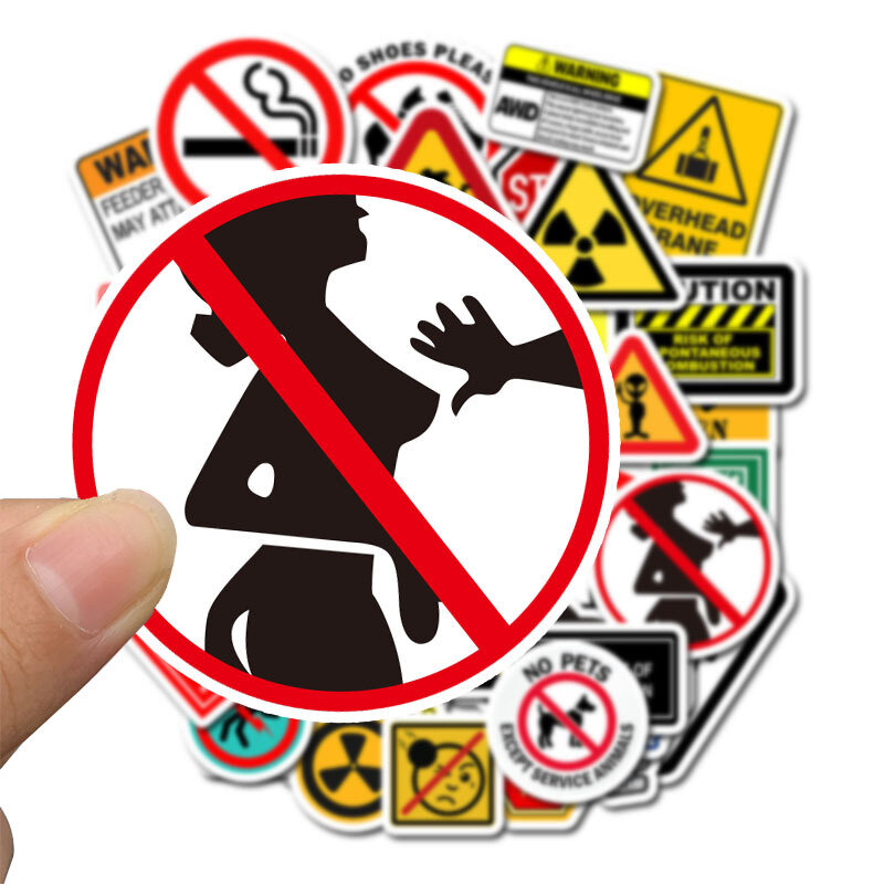 10/30/50 pçs aviso adesivos sinais de proibição perigo lembrete diy brinquedos caso portátil bagagem snowboard decalques do carro graffiti etiqueta f5