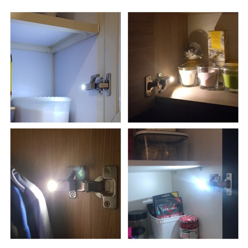10 Pcs LED โคมไฟบานพับตู้ห้องครัวห้องนอนห้องนั่งเล่นตู้ตู้เสื้อผ้าด้านใน Loop ลิ้นชัก Sensor Night Light