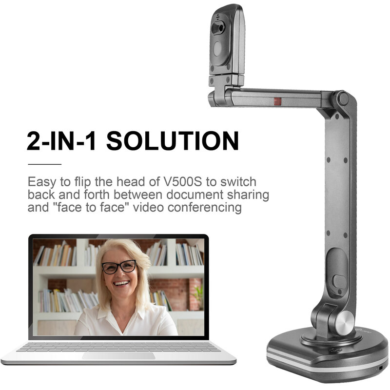 New V500s 8MP USB Visualiser/Document Camera, A3 format, Distance Learning, Web Conferencing, for Mac, Windows, Chromebook