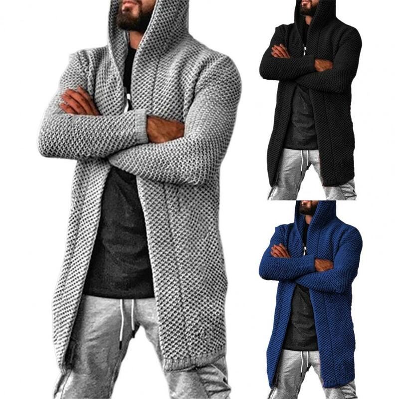 Классическая вязаная куртка средней длины, мягкая утепленная мужская вязаная кофта, свитер, пальто, кардиган свитер