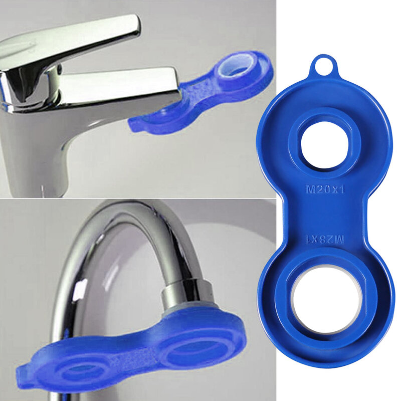 물 배출구 범용 렌치 수도꼭지 버블러 렌치 분해 청소 도구, 4 면 사용 가능 버블러 옐로우 블루 렌치, 1PC