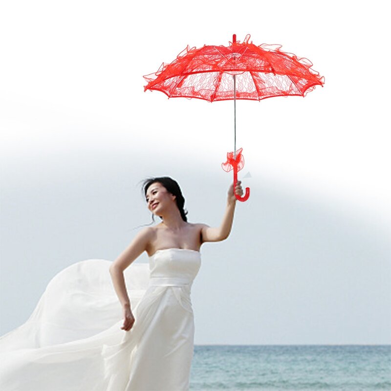 Parasol ślubny wielokolorowa koronkowa panna młoda parasol sceniczny taniec rekwizyty parasolowe fotografia rekwizyty parasol słoneczny