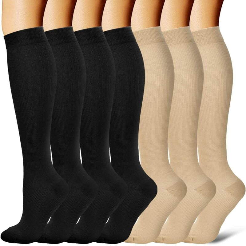 3/67 Pair Compression Stocking Women Men Knee High 30mmHg Edema Diabetes Varicose Veins Running Travel Sport Compression Socks