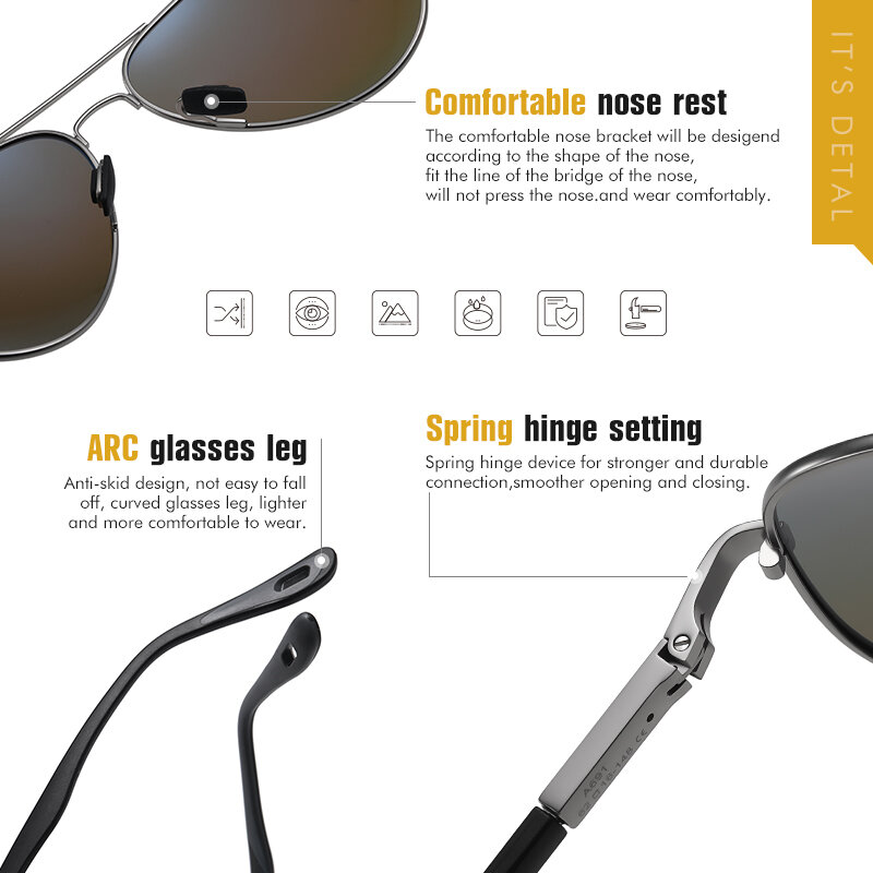 Nova tendência marca homens/mulheres clássico piloto de alumínio óculos polarizados óculos de sol lente de revestimento de condução óculos de sol zonnebril heren