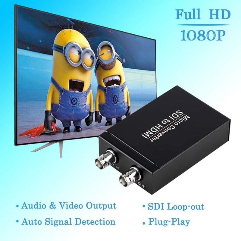 Convertidor 3G-SDI De HD-SDI a HDMI, convertidor SDI a HDMI, desincrustador De Audio, compatible con detección automática De formato y Audio estéreo