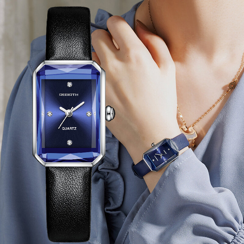 Relógio azul 2022 novo design simples japão movimento de quartzo à prova dwaterproof água senhoras relógio de pulso pulseira de couro clássico relógios para mulher 2022