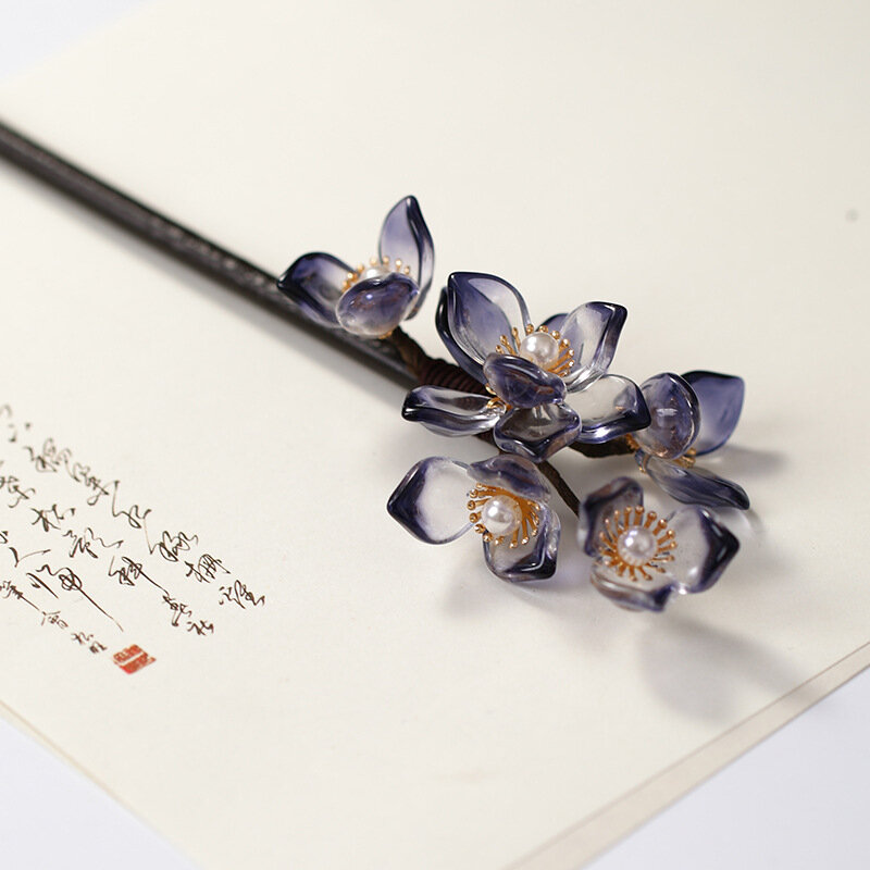 Horquillas en forma de flor de sándalo, horquillas de madera en espiral hechas a mano, palos, accesorios para el cabello Hanfu chino Retro, Tiara de joyería