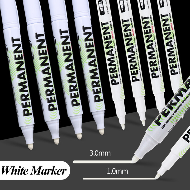 0.1/0.3mm marcador branco impermeável de secagem rápida não-desvanecimento grosso escola fina fornece artigos de papelaria para a coloração do graffiti