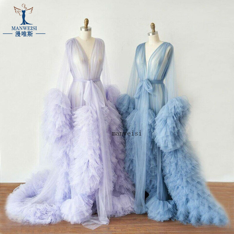 Szaty ciążowe kobiety długi tiul szlafrok sukienki sesja zdjęciowa urodziny Sexy Bridal Fluffy Party bielizna nocna Custom Made suknia 2021