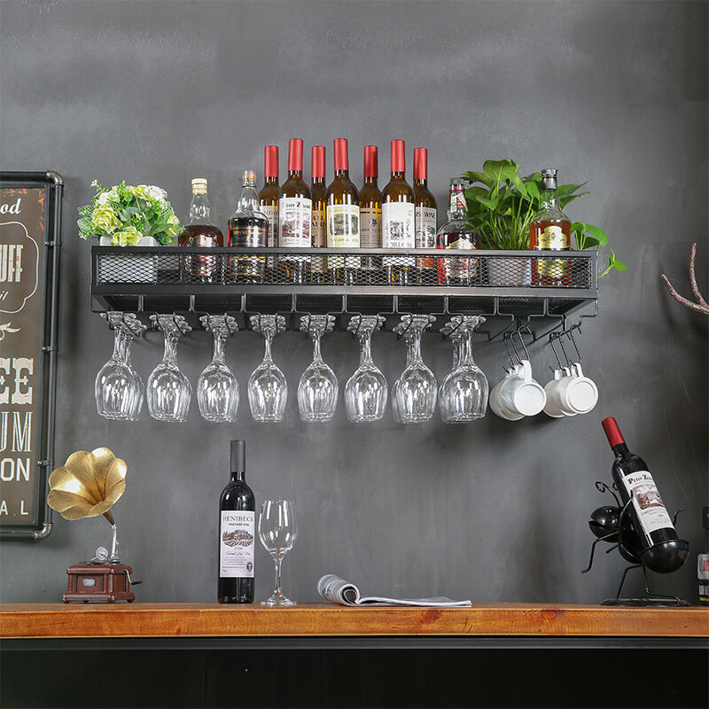 크리에이티브 와인 잔 걸이 랙, 레드 와인 컵 홀더, 레스토랑 철 보관 벽, 거꾸로 걸이식 와인 랙