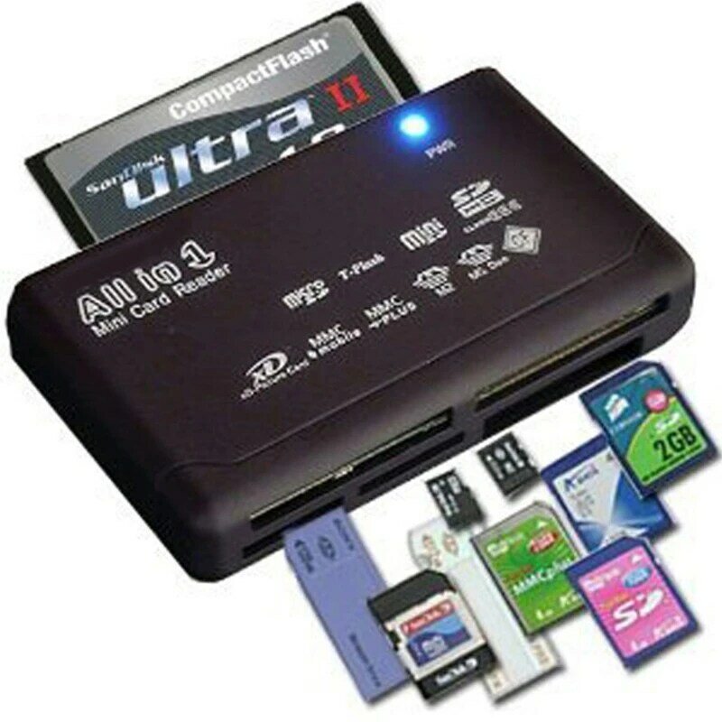 USB 외장형 미니 마이크로 SD SDHC M2 MMC XD CF 용 올인원 메모리 카드 리더기
