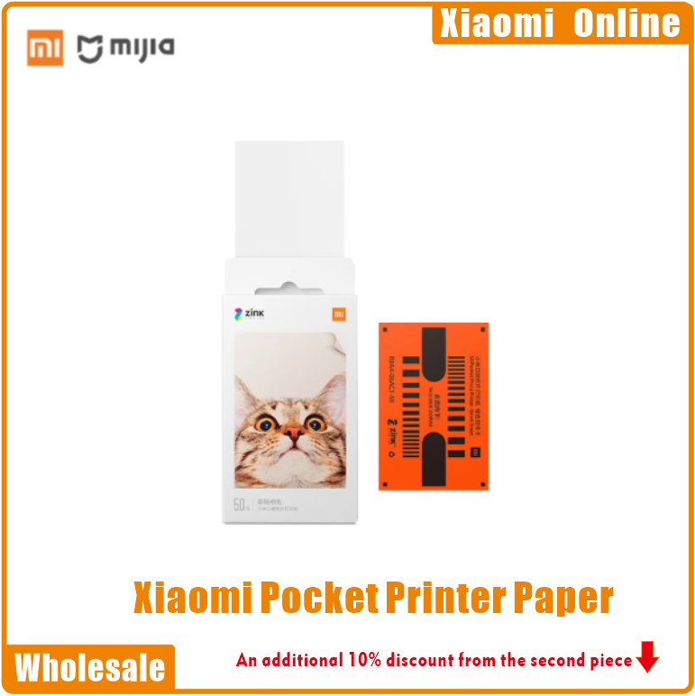 Xiaomi Mijia-papel de impresora de bolsillo, hojas de impresión fotográfica autoadhesivas ZINK para Mini impresora fotográfica de bolsillo de 3 pulgadas, solo papel