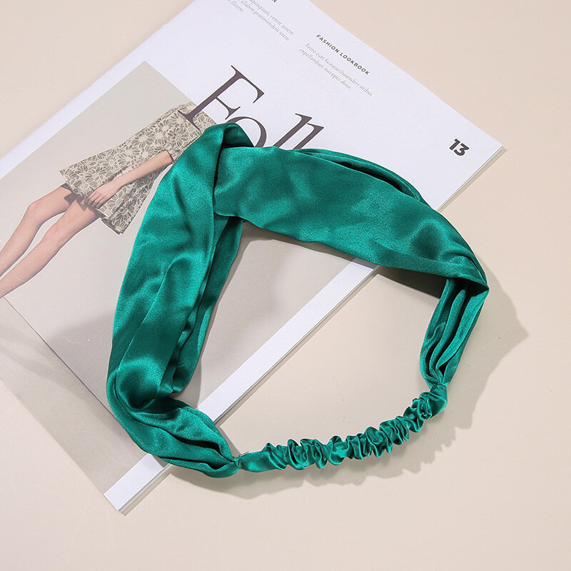 19mm 100% amoreira seda bandana elástica torcida cabeça envoltório de cabelo acessório turbante para mulher