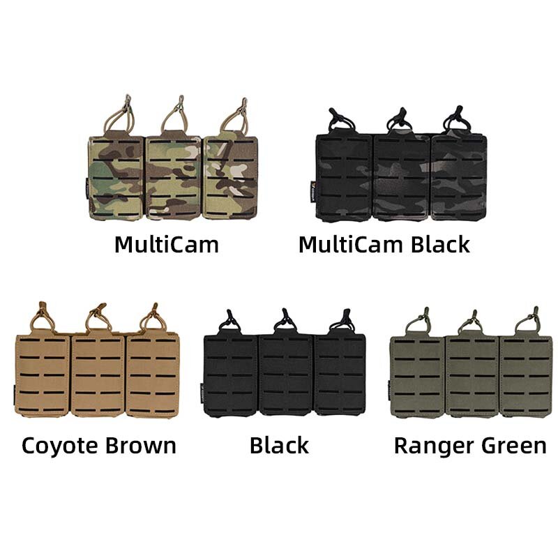 Tactical LSR 5.56 Mag Pouch Triple Magazine Pouch Carrier Military Airsoft M4 Laser Cut MOLLE Clip Bag