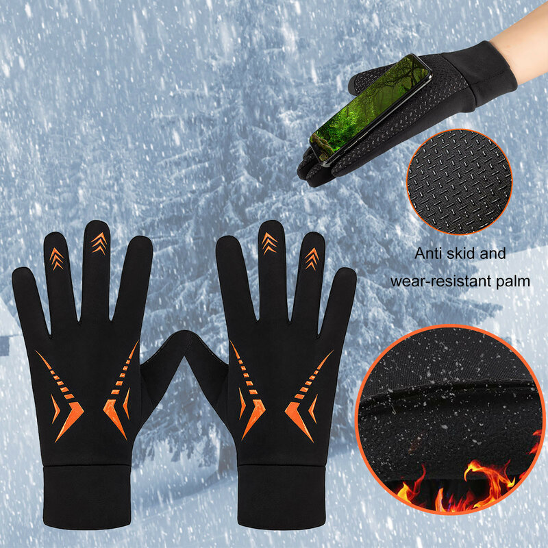 Sarung Tangan Pria Wanita Musim Gugur Musim Dingin Sarung Tangan Tahan Angin Tahan Air Sentuh Sarung Tangan Ski Lari Bulu Domba Termal Hangat Olahraga Luar Ruangan L * 5