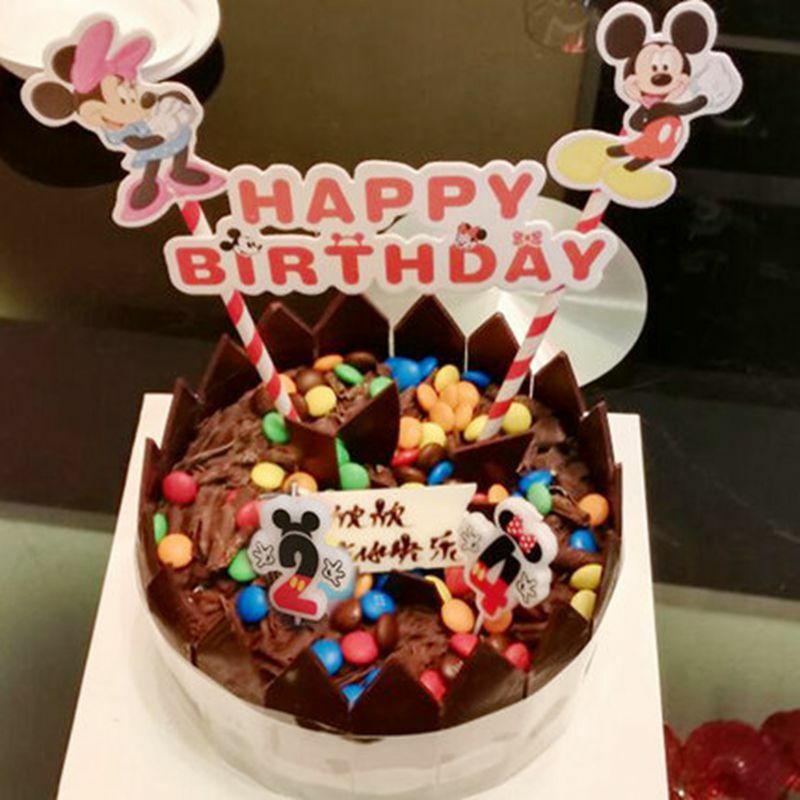 Hot Happy Birthday numero 0-9 candele Cartoon Mickey Minnie Mouse candela torta Cupcake Topper decorazione per feste forniture regali fai da te