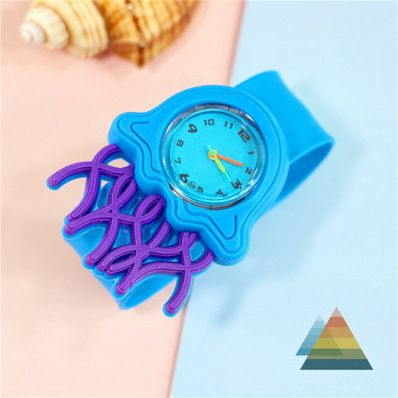 Reloj de cuarzo con dibujos animados en 3D para niños, pulsera de silicona con dibujo de animales marinos, estrella de mar, salmón
