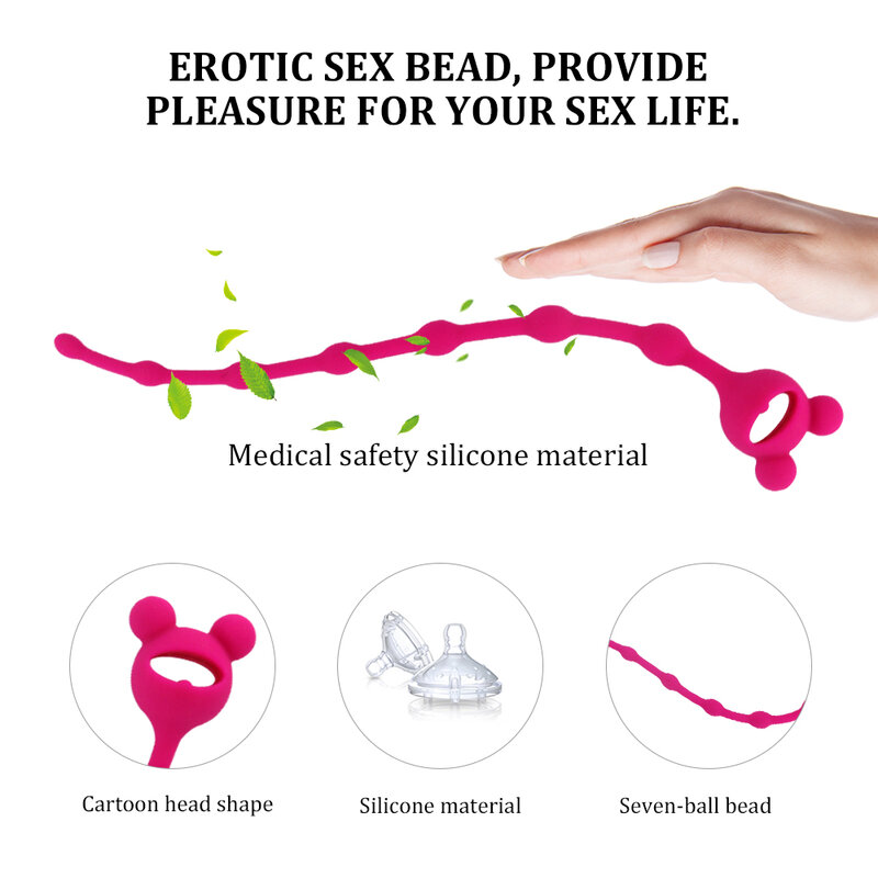 EXVOID-Anillo de silicona blanda con cuentas para orgasmo, conector tope largo, juguetes de sexo Anal para mujeres y hombres