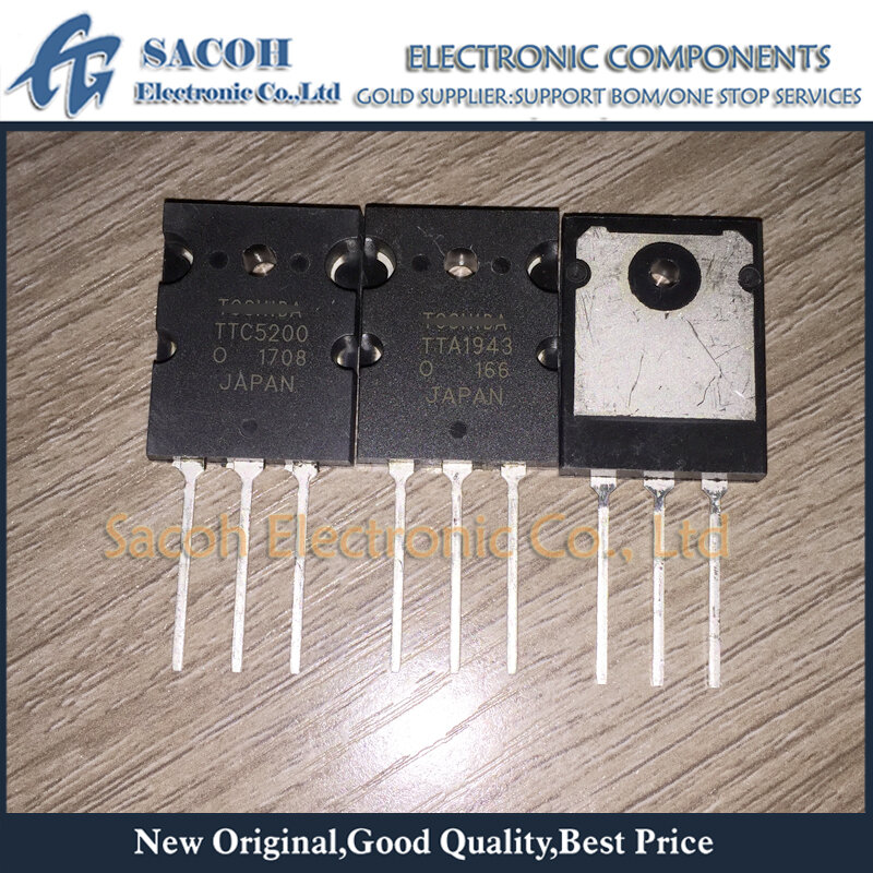 New Original 5Pairs(10PCS)/Lot TTA1943 A1943 + TTC5200 C5200 TO-3PL Good Quality NPN+PNP Power Amplifier Transistor