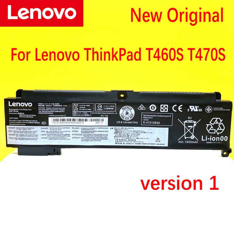 Batería Original para Lenovo ThinkPad T460s, T470s, 01AV405, 01AV407, 00HW022, 00HW023, 00HW024, 00HW025, 00HW038, 11,4 V, 24WH