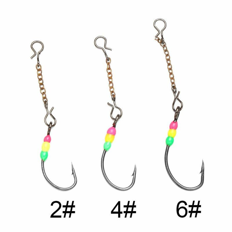 Ice Fishing Hook for Winter Bait, Ice Fishing Hook, Tipo de corrente, chumbo artificial, 2 #, 4 #, 6 #, AD-Sharp, 5pcs por lote