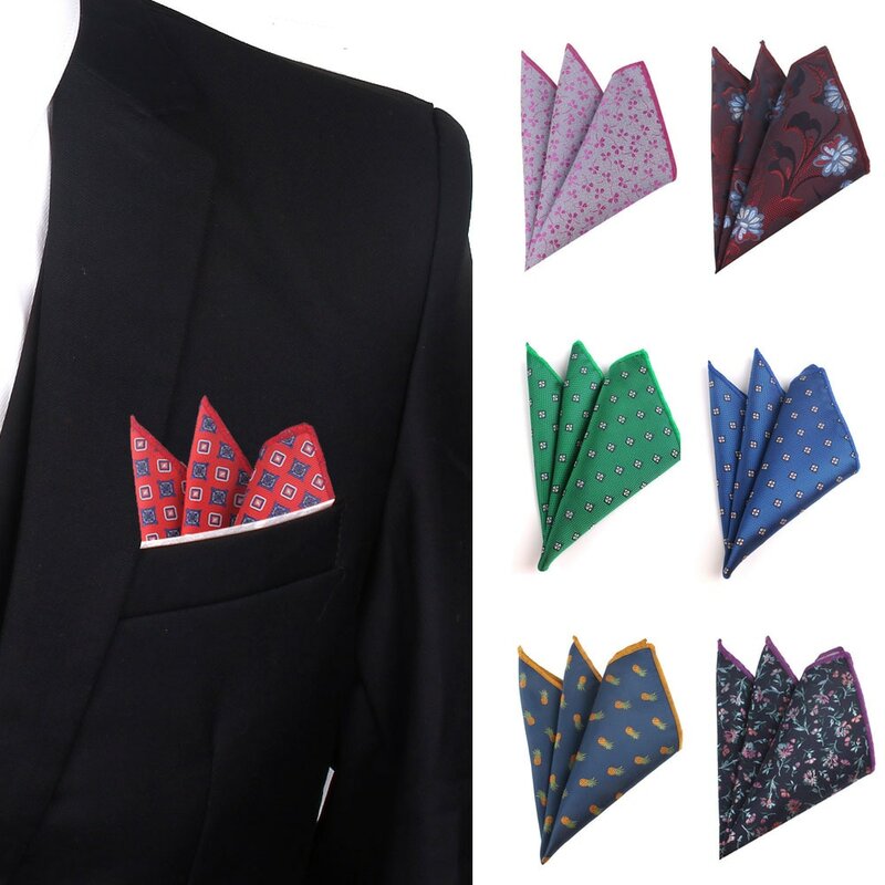 Lenço floral quadrado de bolso, conjunto de lenços quadrados para homens e mulheres