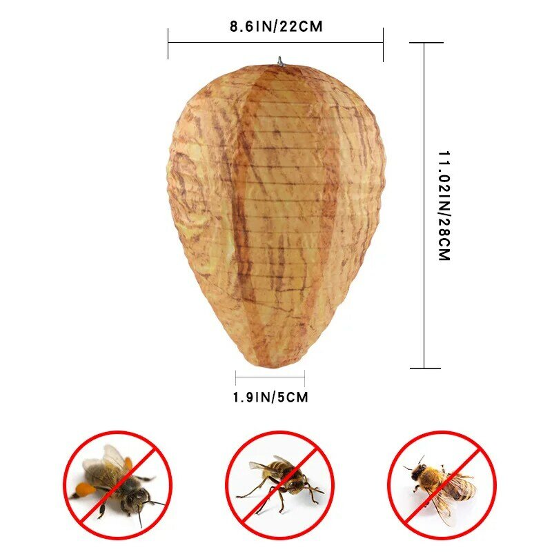 Flying Hanging Wasp Bee Trap Fly Insect Simulated Wasp Nest Effective Pest Control Natural Non-Toxic for Wasps Hornets
