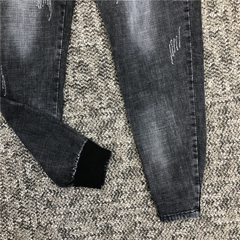 Мужские весенне-осенние 2021 модные потертые джинсы со шнуровкой, джинсовые брюки, узкие модные мужские брюки