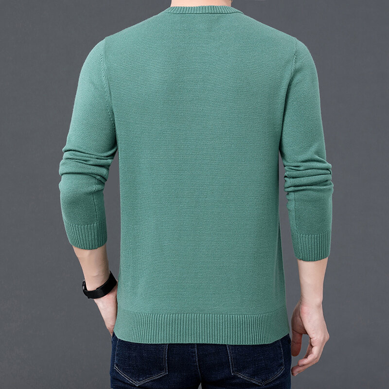 Sweter męski 2021 nowy jesienno-zimowy koreański styl Slim Letter męski dziergany sweter sweter niebieski czarny zielony gorąca sprzedaż M03