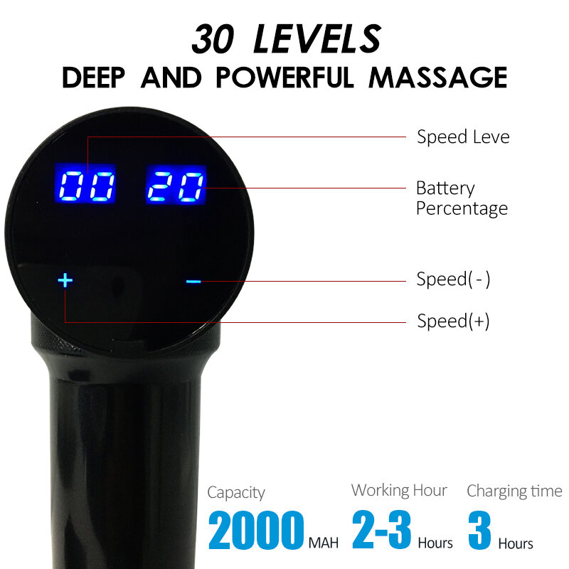 Pistola de massagem muscular elétrica, pistola de massagem muscular para relaxamento profundo, equipamento fitness com bolsa