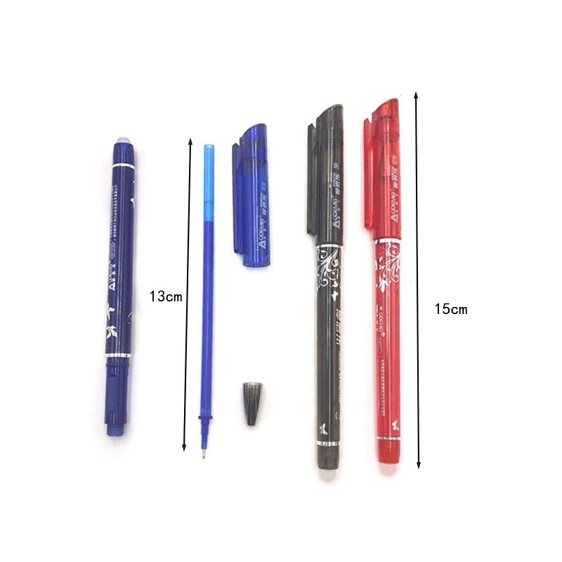 6 + 20 pçs/set varas transparentes caneta apagável térmica recarga 0.5mm azul preto lavável lidar com canetas escola papelaria ferramenta de escrita