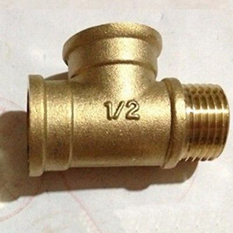 1/2" BSP Female x 1/2" BSP Female x 1/2" BSP Male Tee 3 Way Brass Pipe Fitting Connector Water Fuel Gas