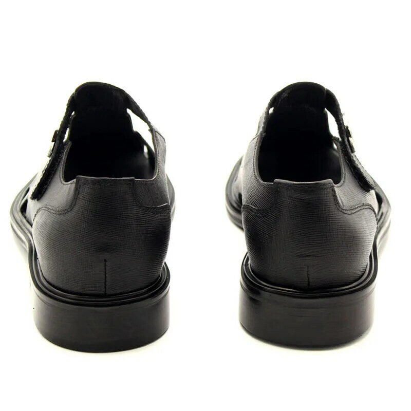 T 2021 retro novo estilo dos homens fivela sandálias de verão qualidade superior couro genuíno pista bloco saltos oco para fora vestido sapatos