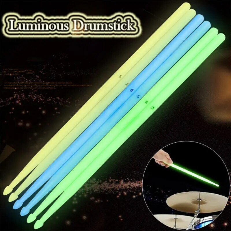 1 paar 5A Leucht Trommel Stick Nylon Fluorescent Drumsticks Glow in The Dark Helle Licht Musical Instruments