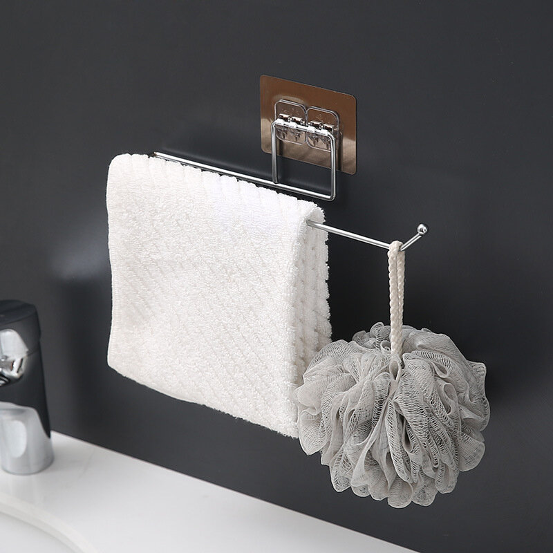 Punch-free traceless pano cabide cozinha banheiro armazenamento ferro forjado papel toalha cabide preguiçoso pano gancho de papel de cozinha 0.01