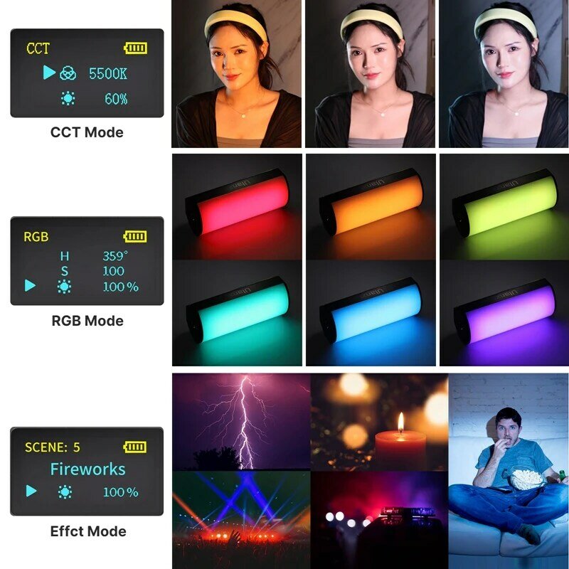 Ulanzi i-Light VL119 RGB 핸드헬드 조명 완드 LED RGB 스틱 2500-9000K 사진 조명, 비디오 브이로그용 마그네틱 튜브 조명