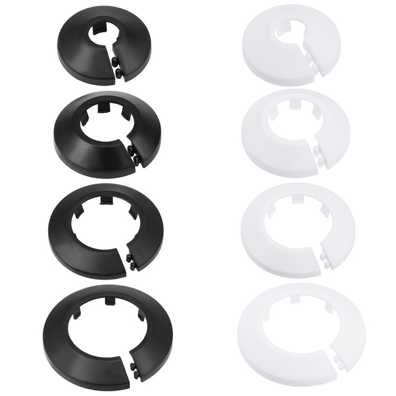 Uxcell 6Pcs Pipe Collar 13/17/21/25/33/35/41.5/44/50/64/75/90mm PP Radiator Escutcheon Pipe Cover Decoration White/Black