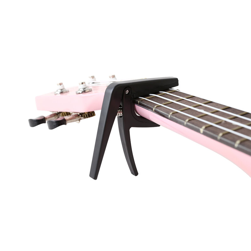 Profesjonalne Ukulele Capo jednoręczna szybka zmiana Ukelele Capo plastikowa stalowa czarna gitara części i akcesoria