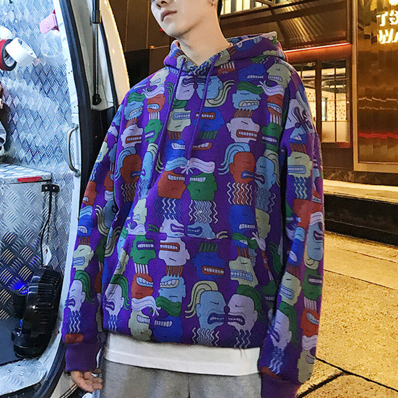 Impreso suéter de los hombres y de las mujeres Sudadera con capucha Harajuku con capucha estudiante chaqueta Streetwear hombre Jersey hip-hop otoño sudaderas