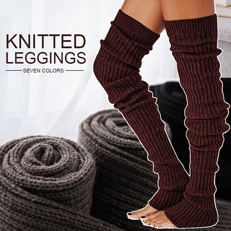 Winter Long Warm Leg Warmers Knitting Knee High Socks Girl Boot Topper Sock Skinny Stockings Knitted Crochet Long Socks