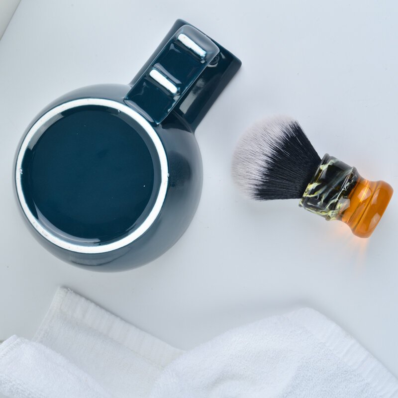 Yaqi alta qualidade azul escuro cor cerâmica tigela de barbear para homens escova de barbear sem logotipo