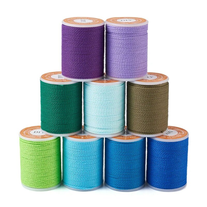 Cordón de poliéster encerado de 1mm, cordón trenzado de colores mezclados, alrededor de 11 m/rollo para hacer pulseras y collares DIY, 9 rollos por juego