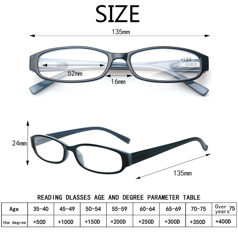 Henotin Kacamata Baca Musim Semi Engsel Modis Pria Wanita Bingkai Oval Kacamata Pembaca Resep Kacamata Diopter Dekoratif