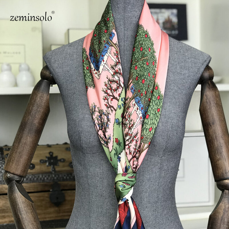 100% шелковый шарф роскошный брендовый шарф элегантные модные женские стильные шарфы с принтом 90*90 см квадратные шарфы головной платок